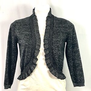 Roz & Ali-pretty black glitter knit, stretchy, feminine shrug- size medium